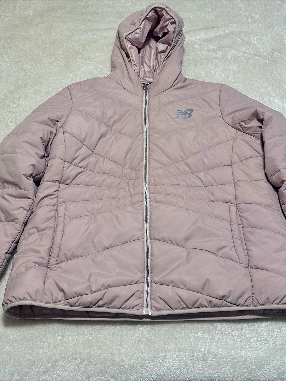 New Balance Women's Plus Size Hooded Quilted Puffer Jacket - Dusty Rose